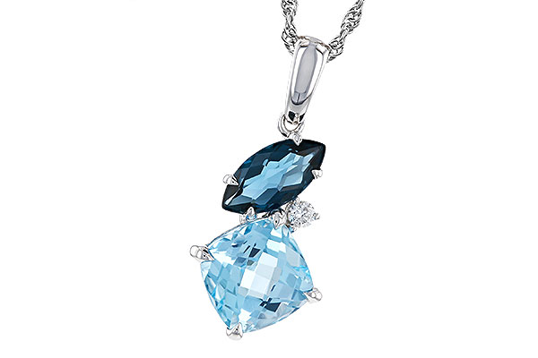 F284-31092: NECKLACE 2.37 TW BLUE TOPAZ 2.40 TGW